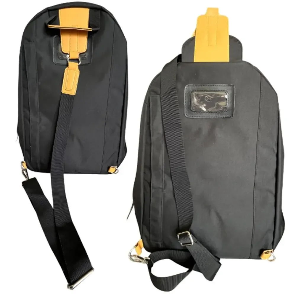 Black Multicompartment Computer Bag Adjustable Cross Strap Reinforced Handle